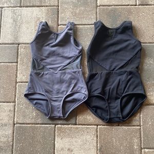 Two Purple Pixies leotards, black and gray. Child’s M. New. it no tags.